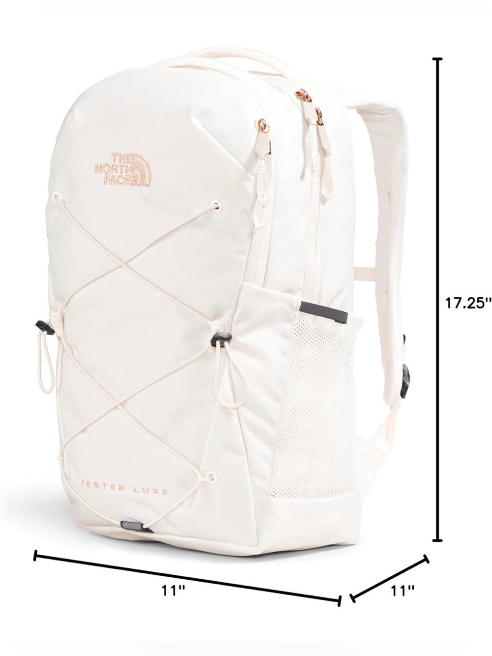NWT The North Face Jester Luxe Backpack in White with Rose Gold Accents - Picture 2 of 5